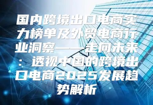 国内跨境出口电商实力榜单及外贸电商行业洞察——走向未来：透视中国的跨境出口电商2025发展趋势解析