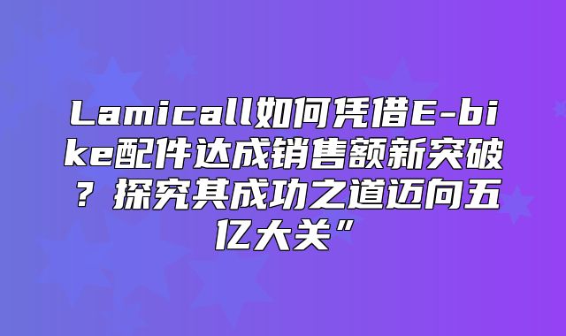 Lamicall如何凭借E-bike配件达成销售额新突破？探究其成功之道迈向五亿大关”
