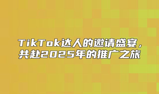 TikTok达人的邀请盛宴，共赴2025年的推广之旅