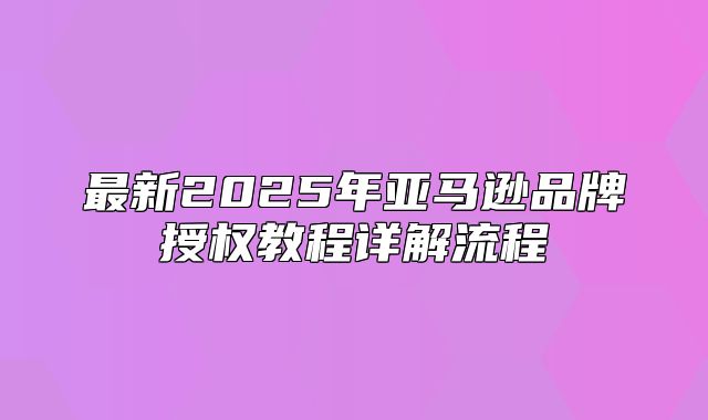 最新2025年亚马逊品牌授权教程详解流程
