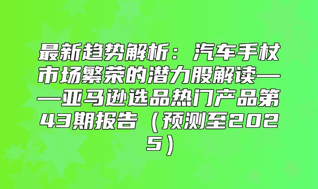 最新趋势解析：汽车手杖市场繁荣的潜力股解读——亚马逊选品热门产品第43期报告预测至2025