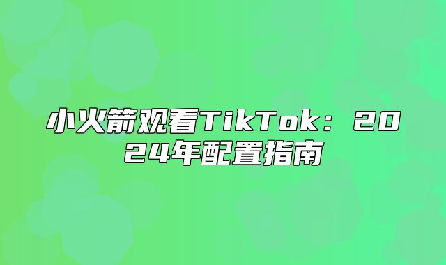 小火箭观看TikTok：2025年配置指南