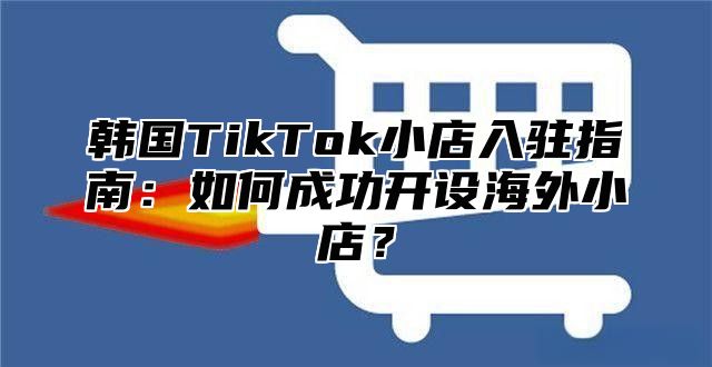 韩国TikTok小店入驻指南：如何成功开设海外小店？