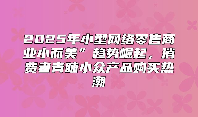 2025年小型网络零售商业小而美”趋势崛起，消费者青睐小众产品购买热潮
