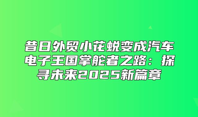 昔日外贸小花蜕变成汽车电子王国掌舵者之路：探寻未来2025新篇章
