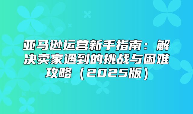 亚马逊运营新手指南：解决卖家遇到的挑战与困难攻略2025版
