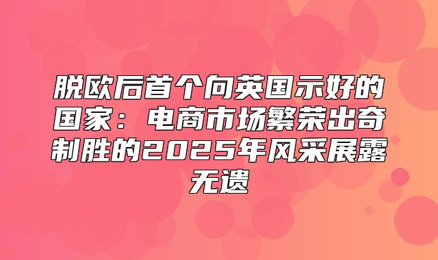 脱欧后首个向英国示好的国家：电商市场繁荣出奇制胜的2025年风采展露无遗