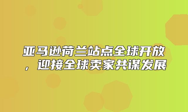 亚马逊荷兰站点全球开放，迎接全球卖家共谋发展