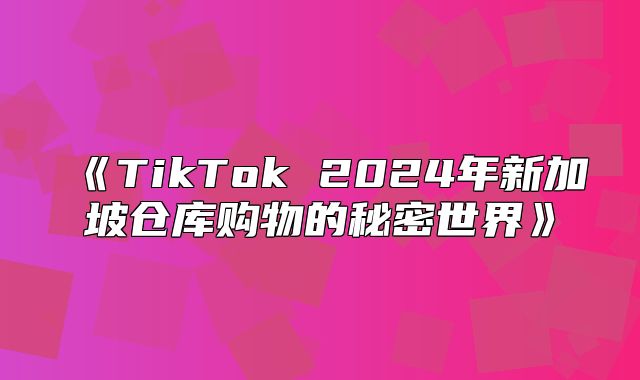 TikTok2025年新加坡仓库购物的秘密世界
