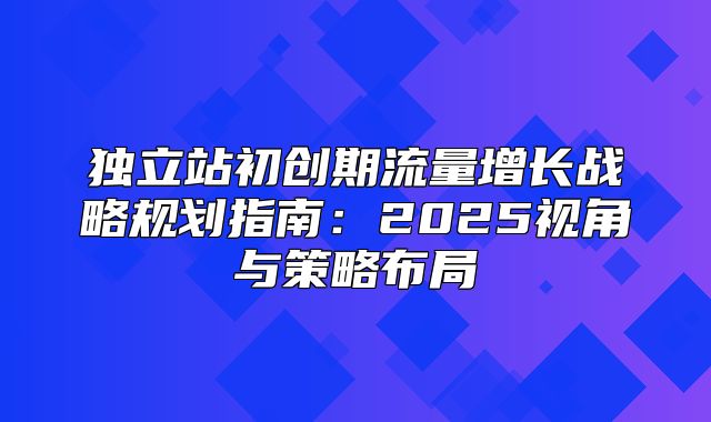 独立站初创期流量增长战略规划指南：2025视角与策略布局