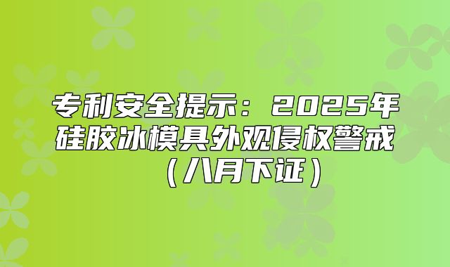 专利安全提示：2025年硅胶冰模具外观侵权警戒八月下证