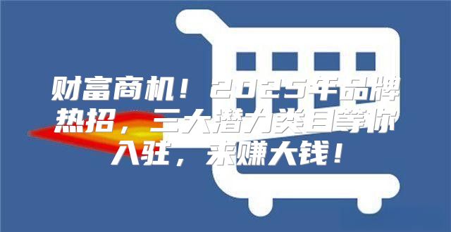 财富商机！2025年品牌热招，三大潜力类目等你入驻，来赚大钱！