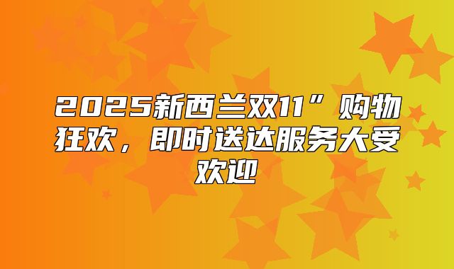 2025新西兰双11”购物狂欢，即时送达服务大受欢迎
