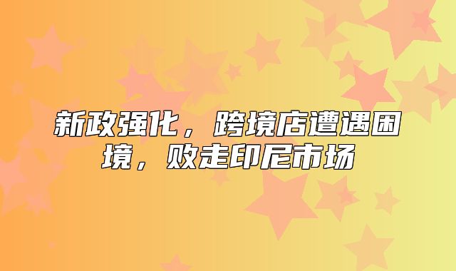 新政强化，跨境店遭遇困境，败走印尼市场