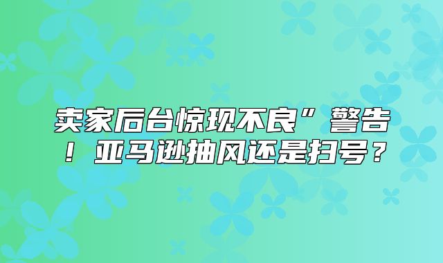 卖家后台惊现不良”警告！亚马逊抽风还是扫号？