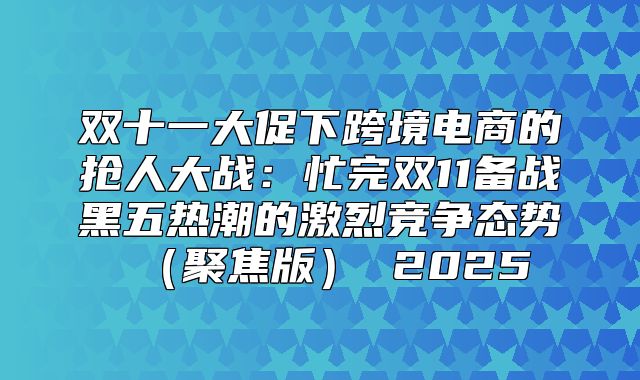 双十一大促下跨境电商的抢人大战：忙完双11备战黑五热潮的激烈竞争态势聚焦版 2025