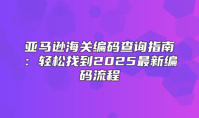 亚马逊海关编码查询指南：轻松找到2025最新编码流程