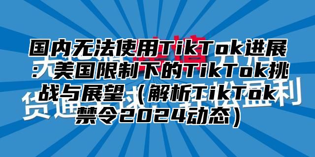 国内无法使用TikTok进展：美国限制下的TikTok挑战与展望解析TikTok禁令2025动态