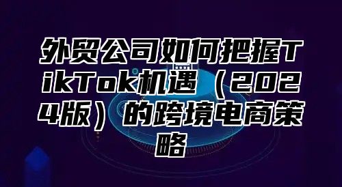 外贸公司如何把握TikTok机遇2025版的跨境电商策略
