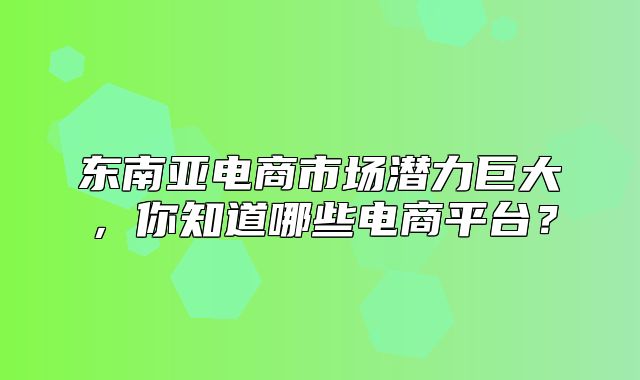 东南亚电商市场潜力巨大，你知道哪些电商平台？