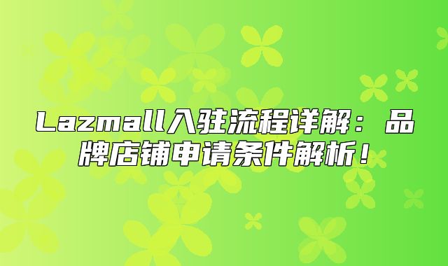 Lazmall入驻流程详解：品牌店铺申请条件解析！