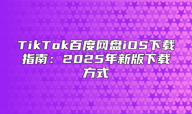 TikTok百度网盘iOS下载指南：2025年新版下载方式