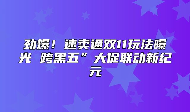 劲爆！速卖通双11玩法曝光 跨黑五”大促联动新纪元