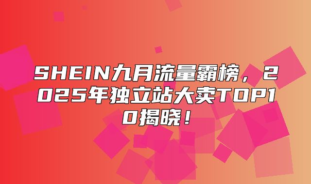 SHEIN九月流量霸榜，2025年独立站大卖TOP10揭晓！
