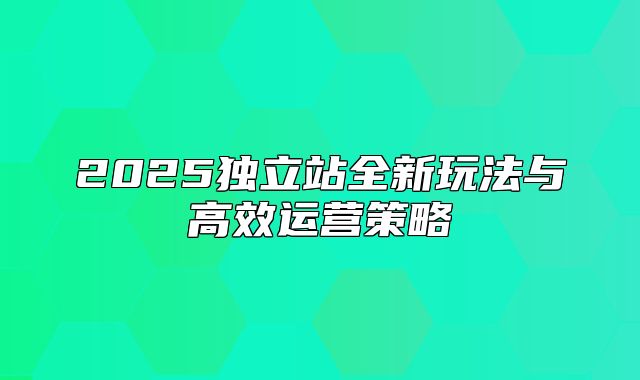 2025独立站全新玩法与高效运营策略