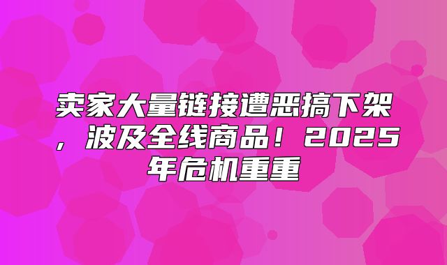 卖家大量链接遭恶搞下架，波及全线商品！2025年危机重重