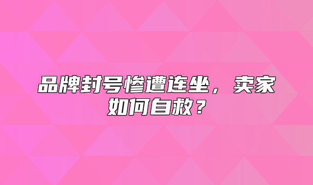 品牌封号惨遭连坐，卖家如何自救？
