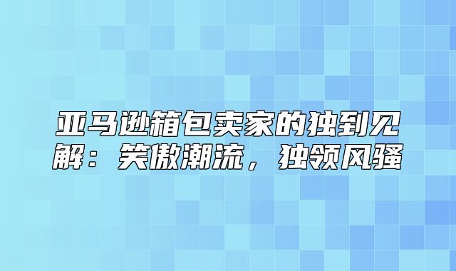 亚马逊箱包卖家的独到见解：笑傲潮流，独领风骚
