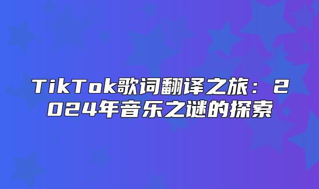 TikTok歌词翻译之旅：2025年音乐之谜的探索