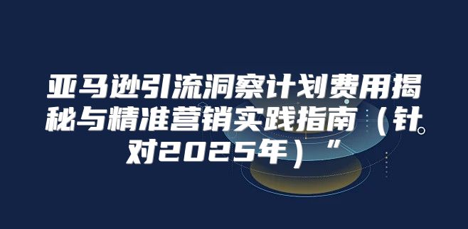 亚马逊引流洞察计划费用揭秘与精准营销实践指南针对2025年”