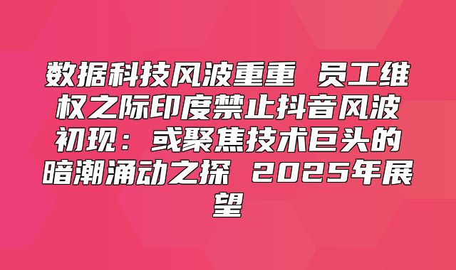 数据科技风波重重 员工维权之际印度禁止抖音风波初现：或聚焦技术巨头的暗潮涌动之探 2025年展望