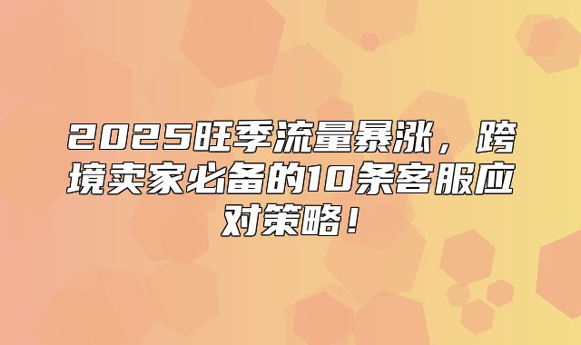 2025旺季流量暴涨，跨境卖家必备的10条客服应对策略！