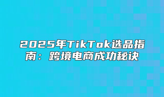 2025年TikTok选品指南：跨境电商成功秘诀