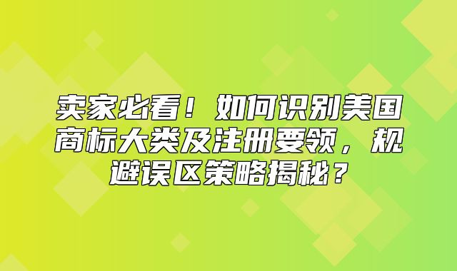 卖家必看！如何识别美国商标大类及注册要领，规避误区策略揭秘？