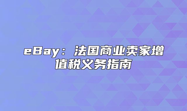 eBay：法国商业卖家增值税义务指南