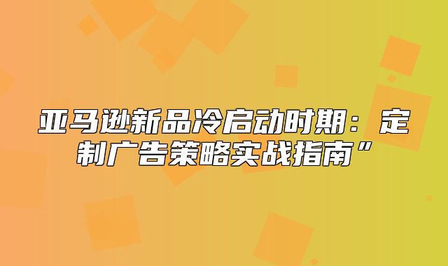 亚马逊新品冷启动时期：定制广告策略实战指南”