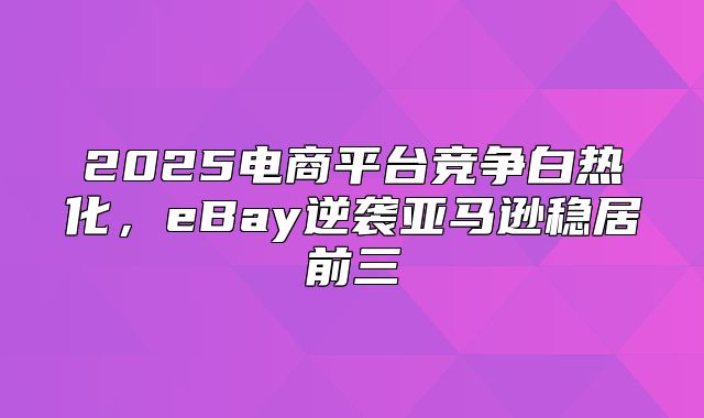 2025电商平台竞争白热化，eBay逆袭亚马逊稳居前三