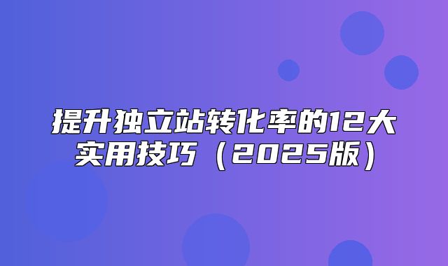 提升独立站转化率的12大实用技巧2025版