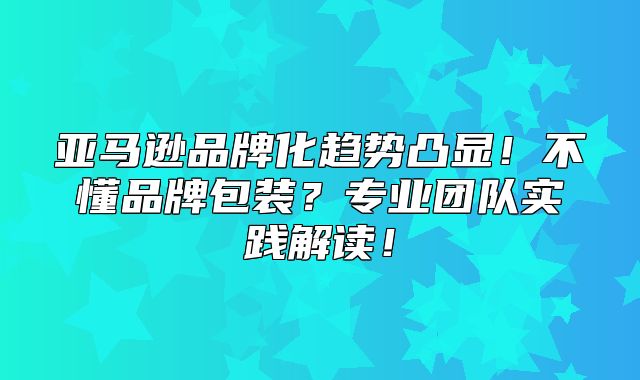 亚马逊品牌化趋势凸显！不懂品牌包装？专业团队实践解读！