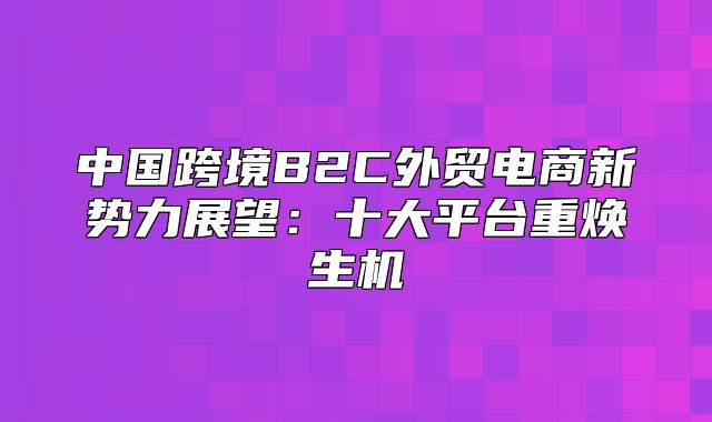 中国跨境B2C外贸电商新势力展望：十大平台重焕生机