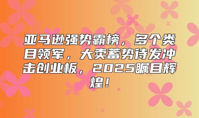 亚马逊强势霸榜，多个类目领军，大卖蓄势待发冲击创业板，2025瞩目辉煌！