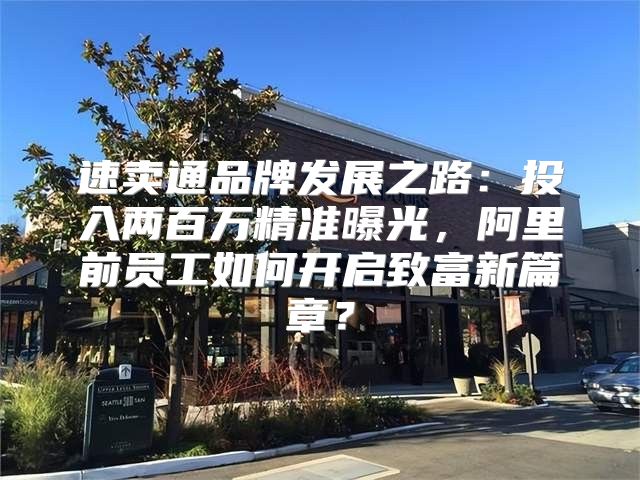 速卖通品牌发展之路：投入两百万精准曝光，阿里前员工如何开启致富新篇章？