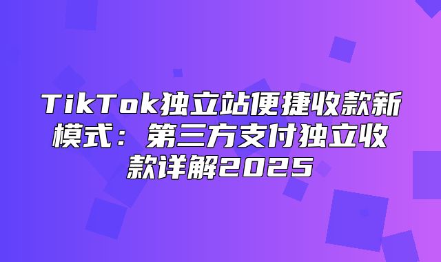 TikTok独立站便捷收款新模式：第三方支付独立收款详解2025