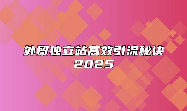 外贸独立站高效引流秘诀2025