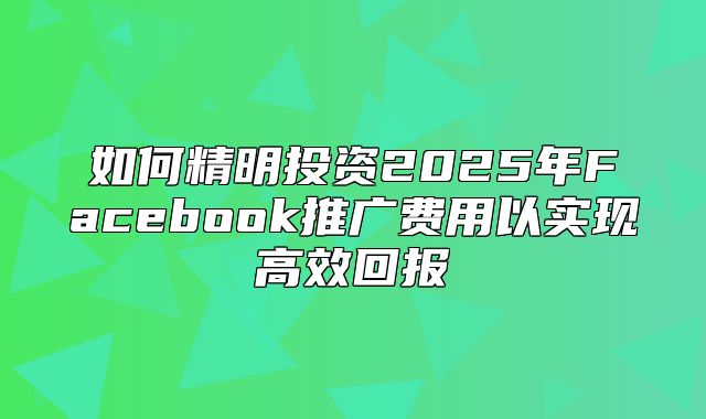 如何精明投资2025年Facebook推广费用以实现高效回报