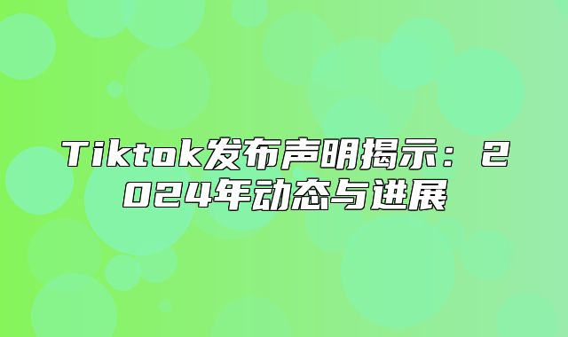 Tiktok发布声明揭示：2025年动态与进展